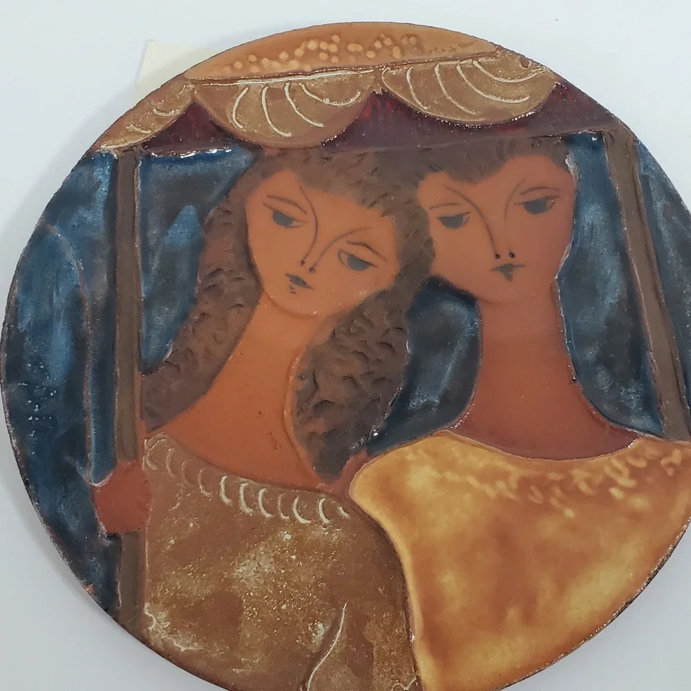 Moshe Sarad Ceramic Relief Wall Plaque  6.75